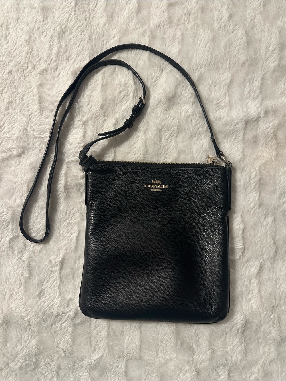 Coach Crossbody Black Leather Interior Pouch with Gold-Tone Trim